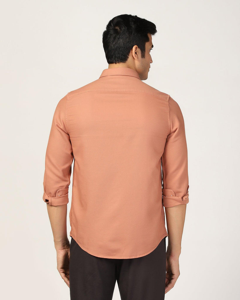 Casual Brown Textured Shirt - Caty