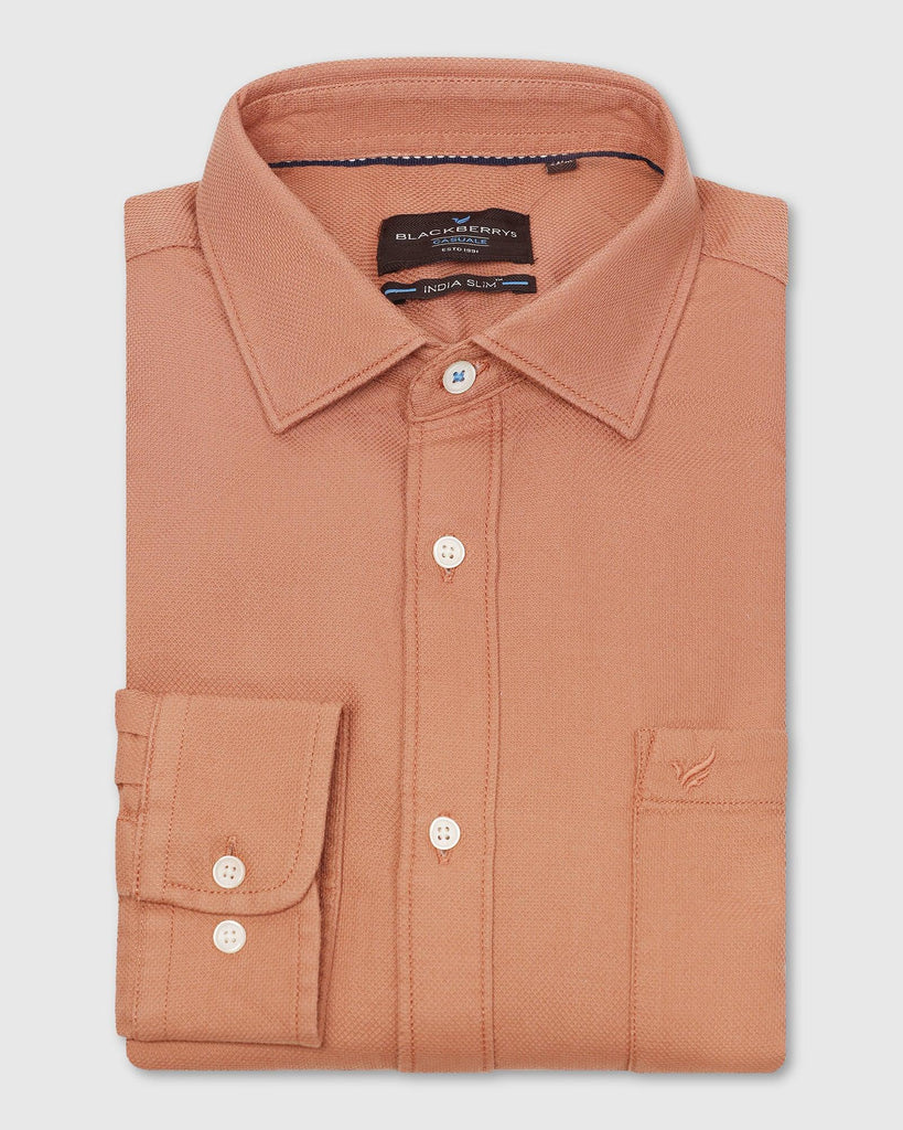 Casual Brown Textured Shirt - Caty