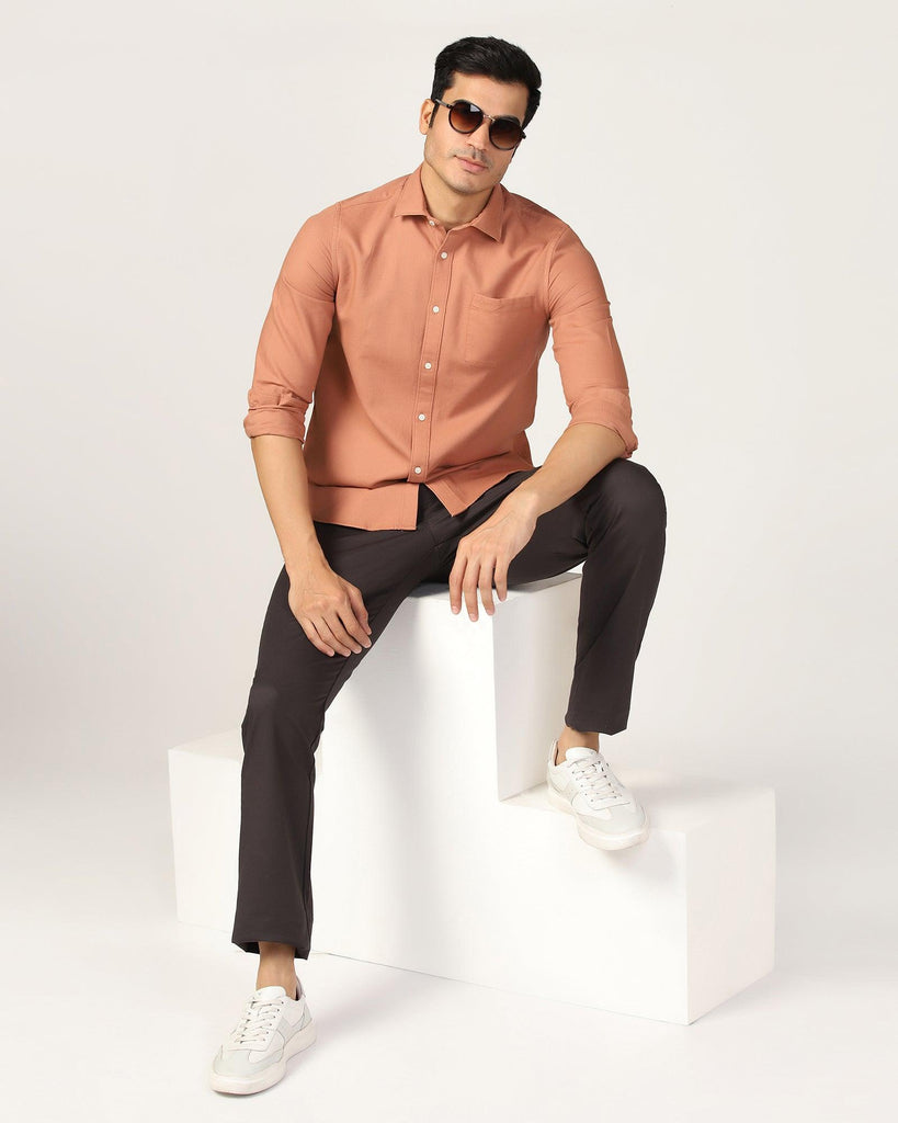 Casual Brown Textured Shirt - Caty