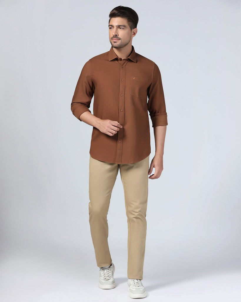 Casual Brown Textured Shirt - Caty