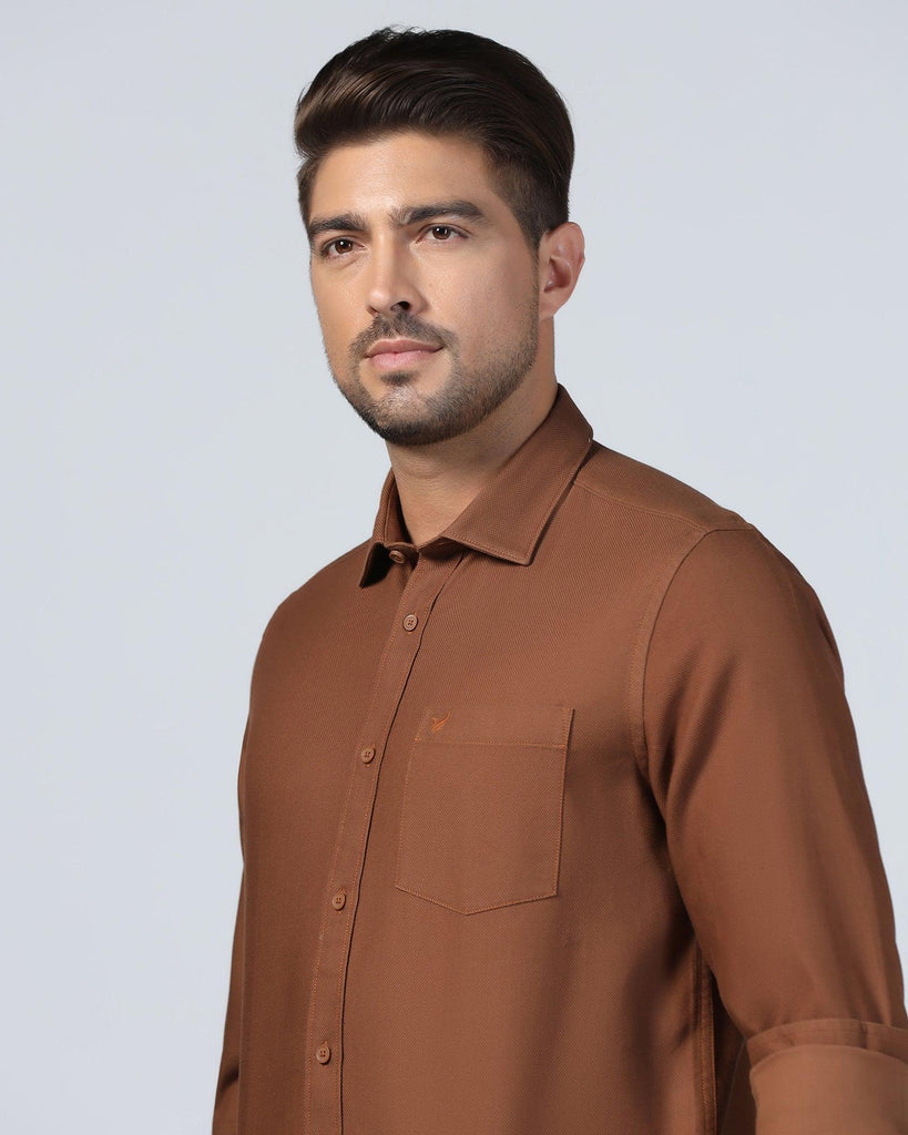 Casual Brown Textured Shirt - Caty