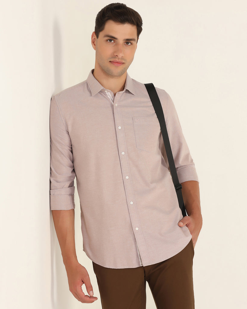 Casual Brown Textured Shirt - Solly