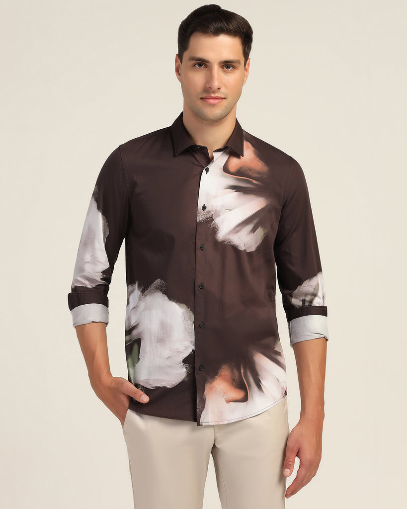 Casual Coffee Printed Shirt - Santo