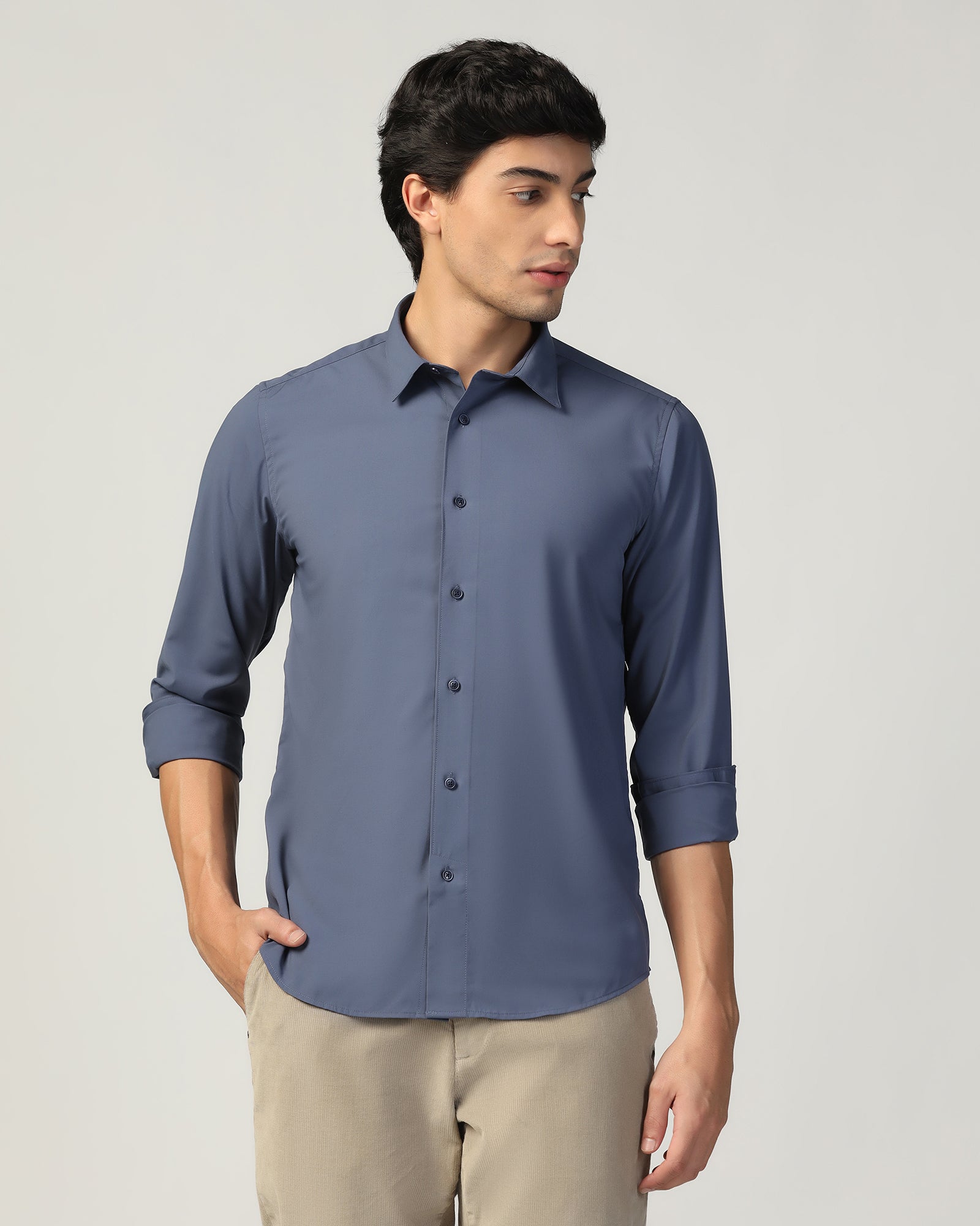 Casual Dark Grey Check Shirt - Xavier