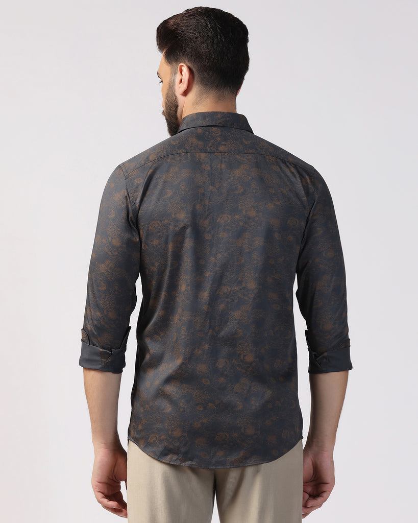 Casual Dark Grey Printed Shirt - Lara