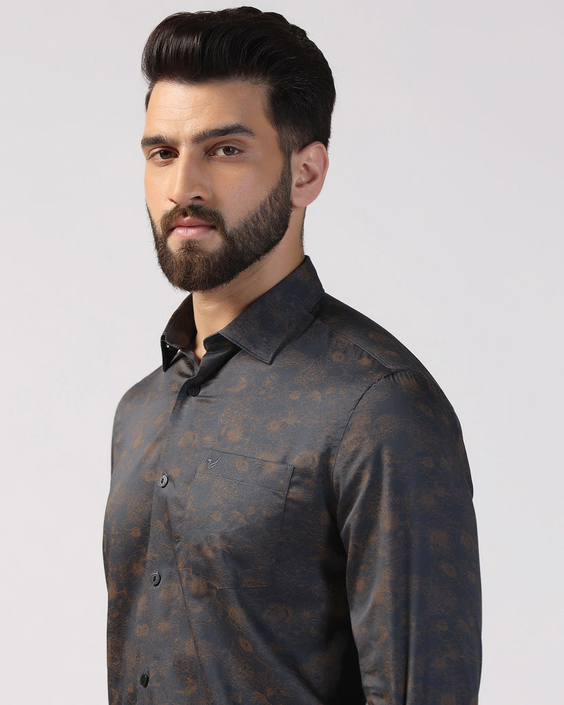 Casual Dark Grey Printed Shirt - Lara