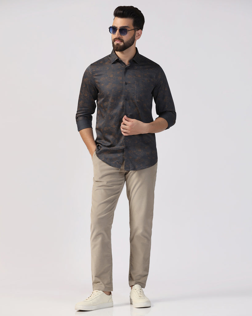 Casual Dark Grey Printed Shirt - Lara