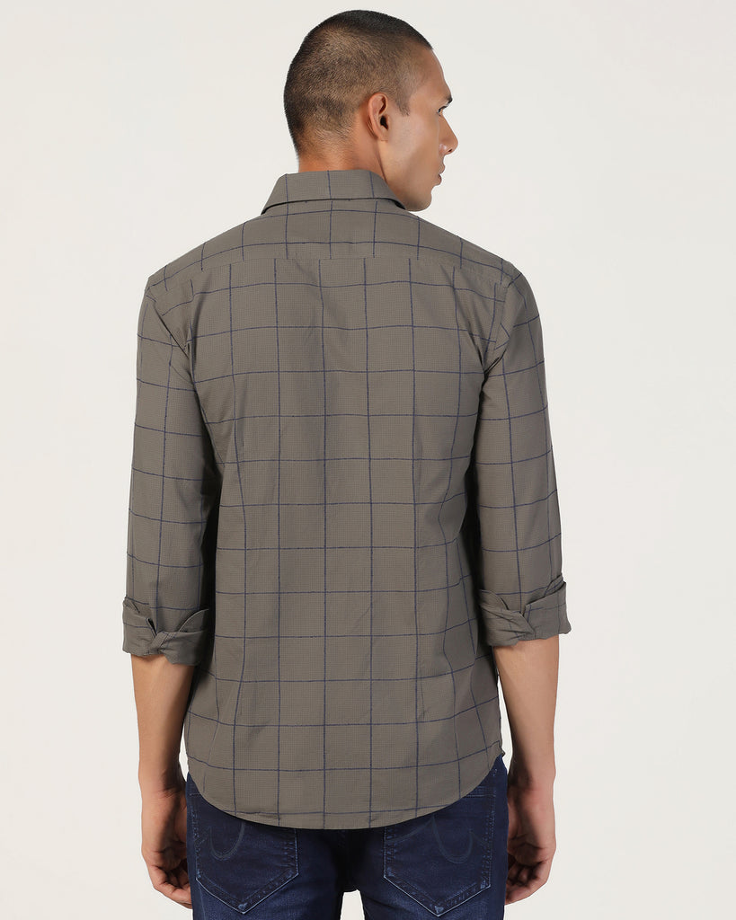 Casual Dark Olive Check Shirt - Enzo