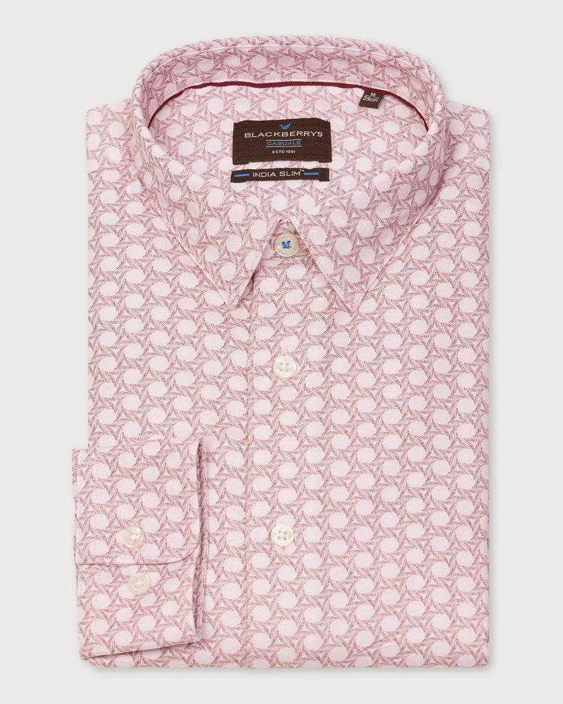 Casual Dusty Pink Printed Shirt - Maken