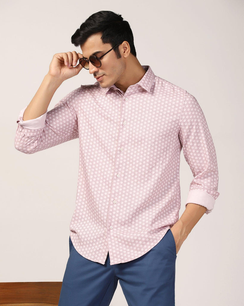 Casual Dusty Pink Printed Shirt - Maken