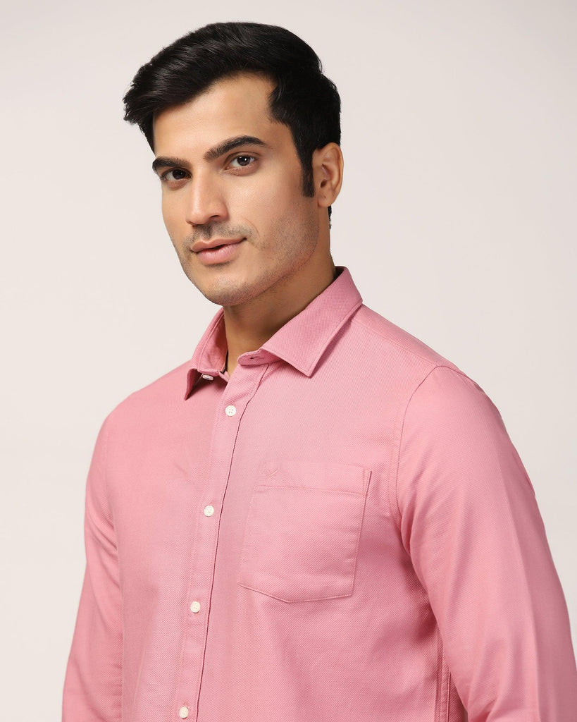 Casual Dusty Pink Textured Shirt - Caty