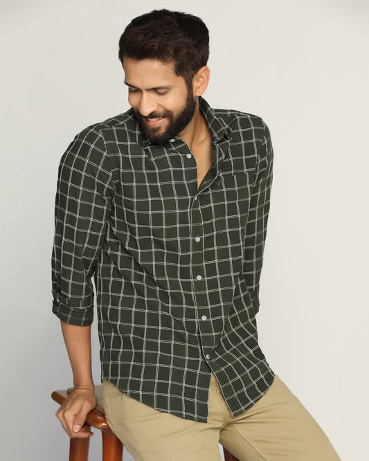 Casual Green Check Shirt - Josen