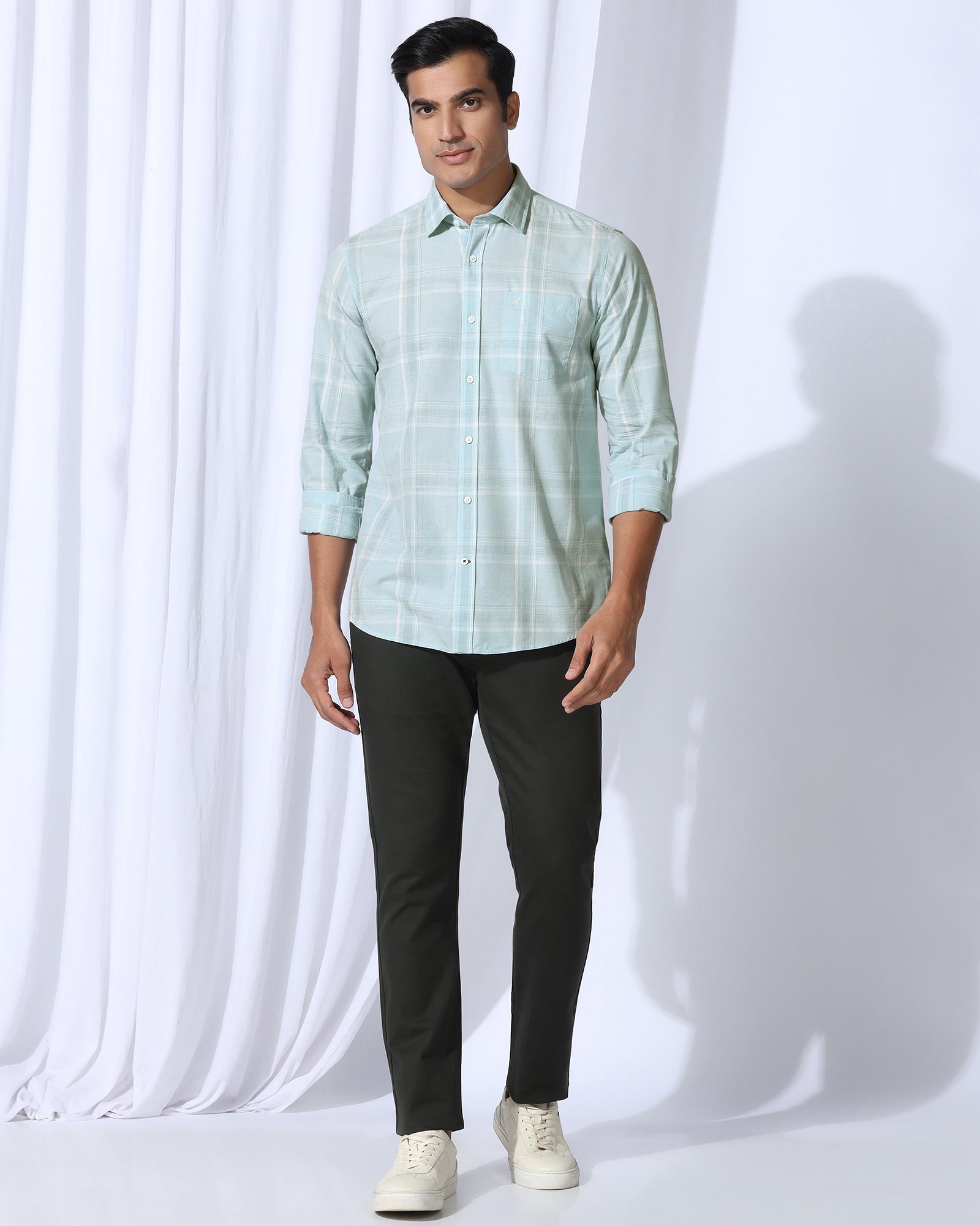 Casual Green Check Shirt - Revon