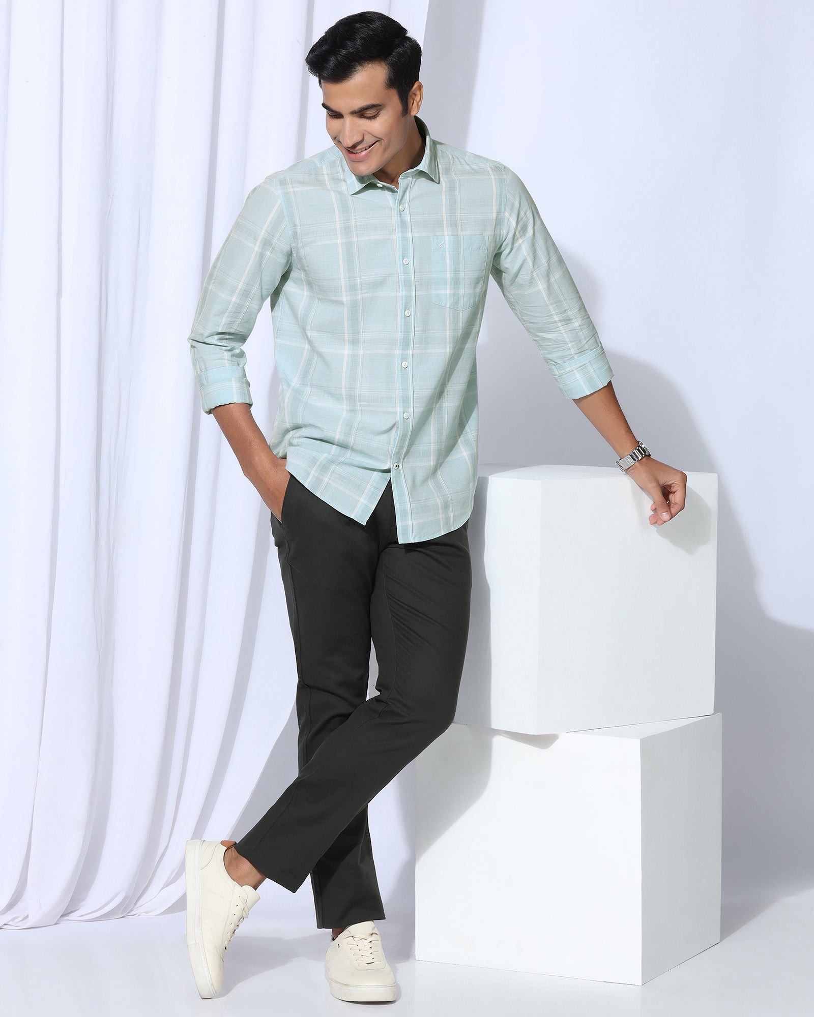 Casual Green Check Shirt - Revon
