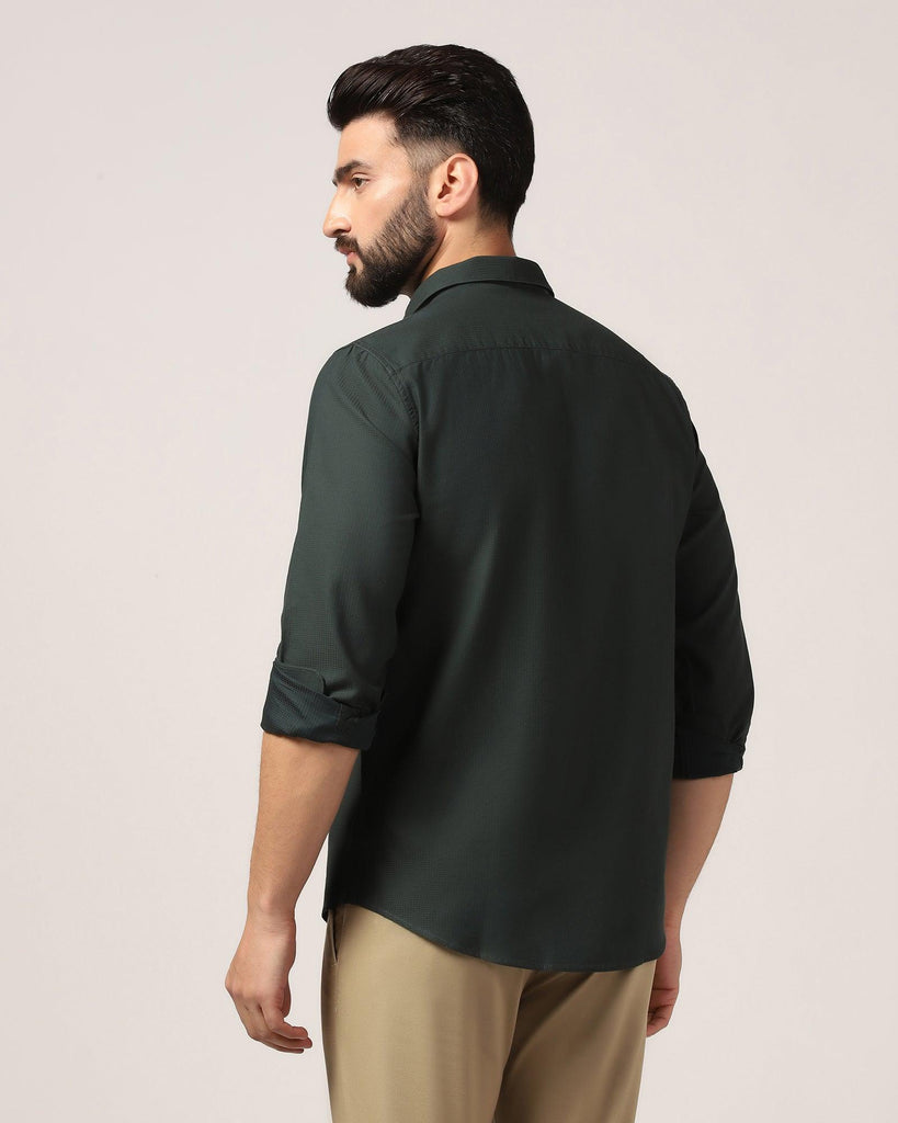 Casual Green Textured Shirt - Port