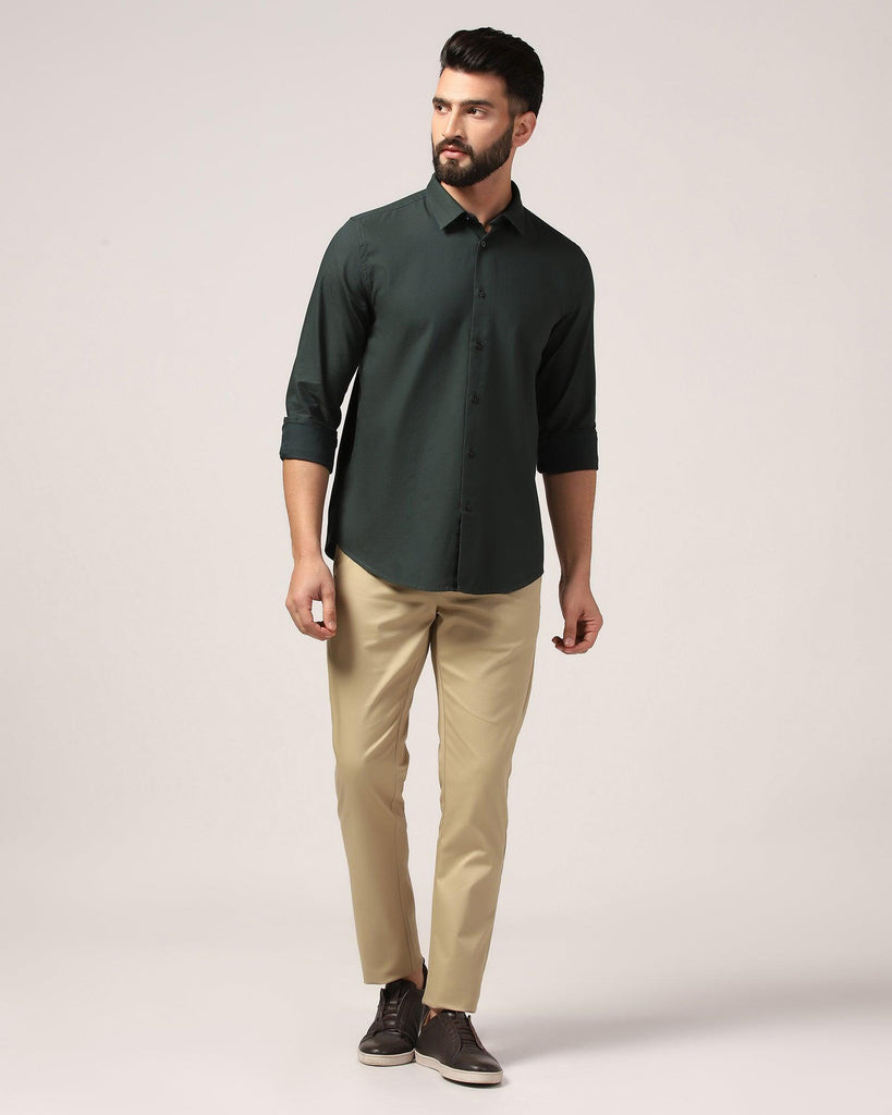 Casual Green Textured Shirt - Port