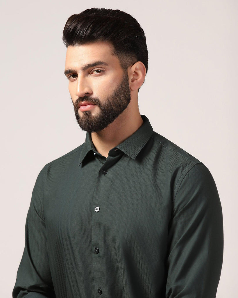 Casual Green Textured Shirt - Port