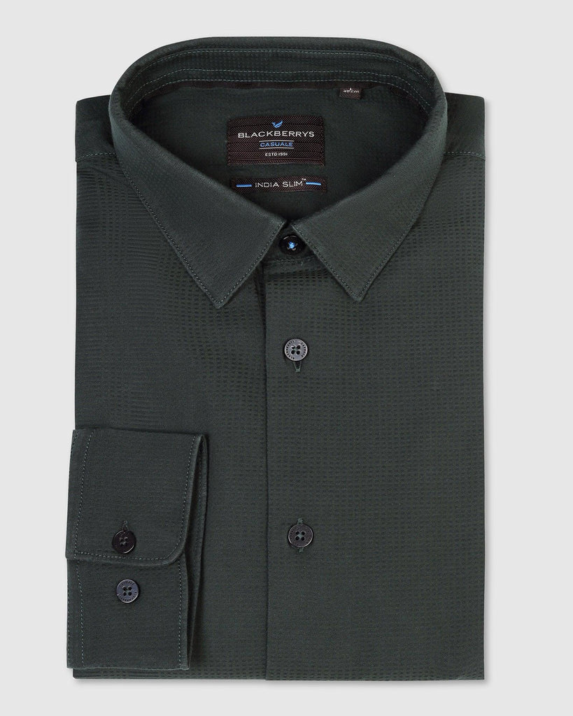 Casual Green Textured Shirt - Port