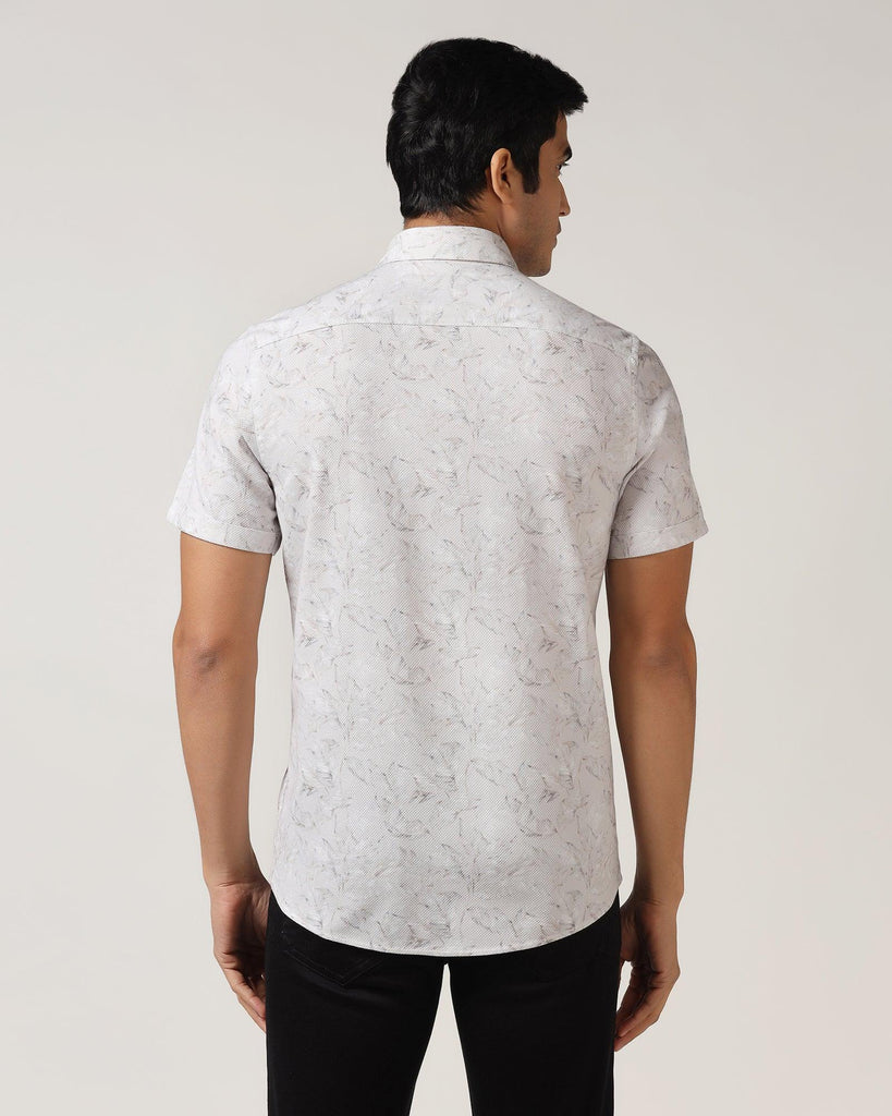 Casual Half Sleeve Grey Printed Shirt - Nolan