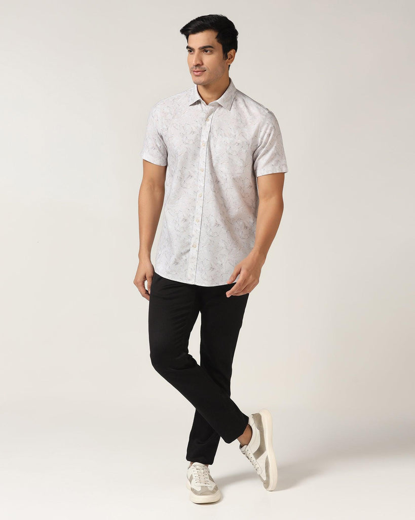 Casual Half Sleeve Grey Printed Shirt - Nolan