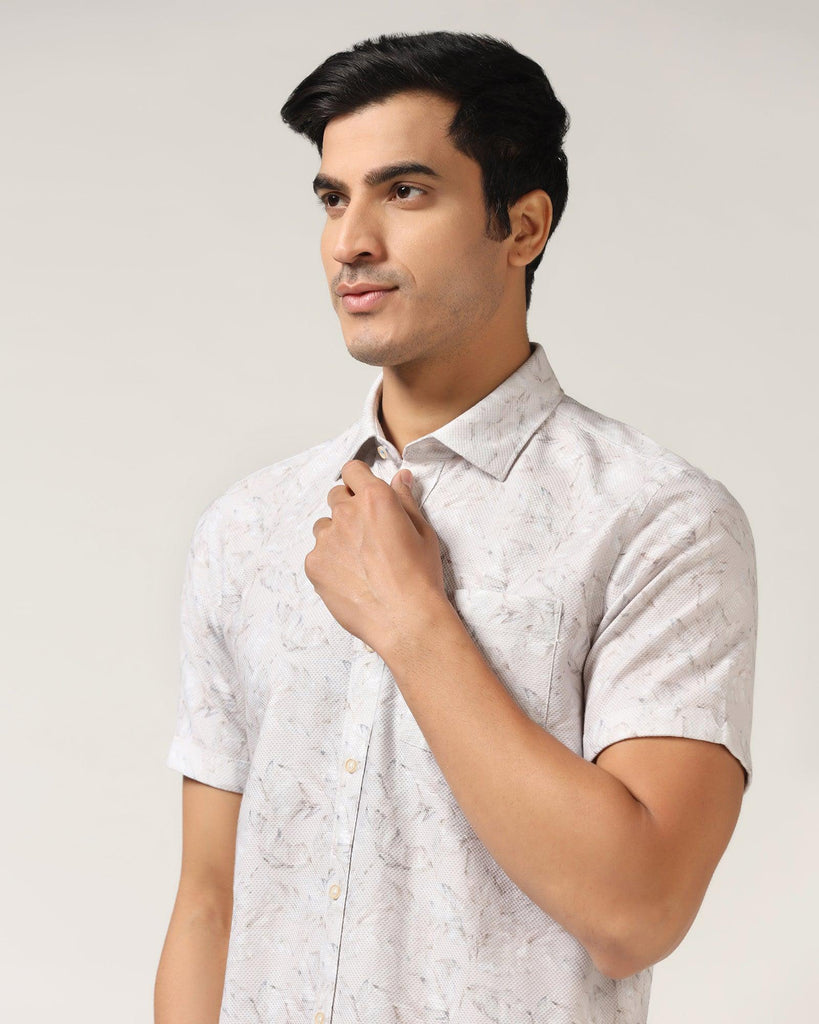 Casual Half Sleeve Grey Printed Shirt - Nolan