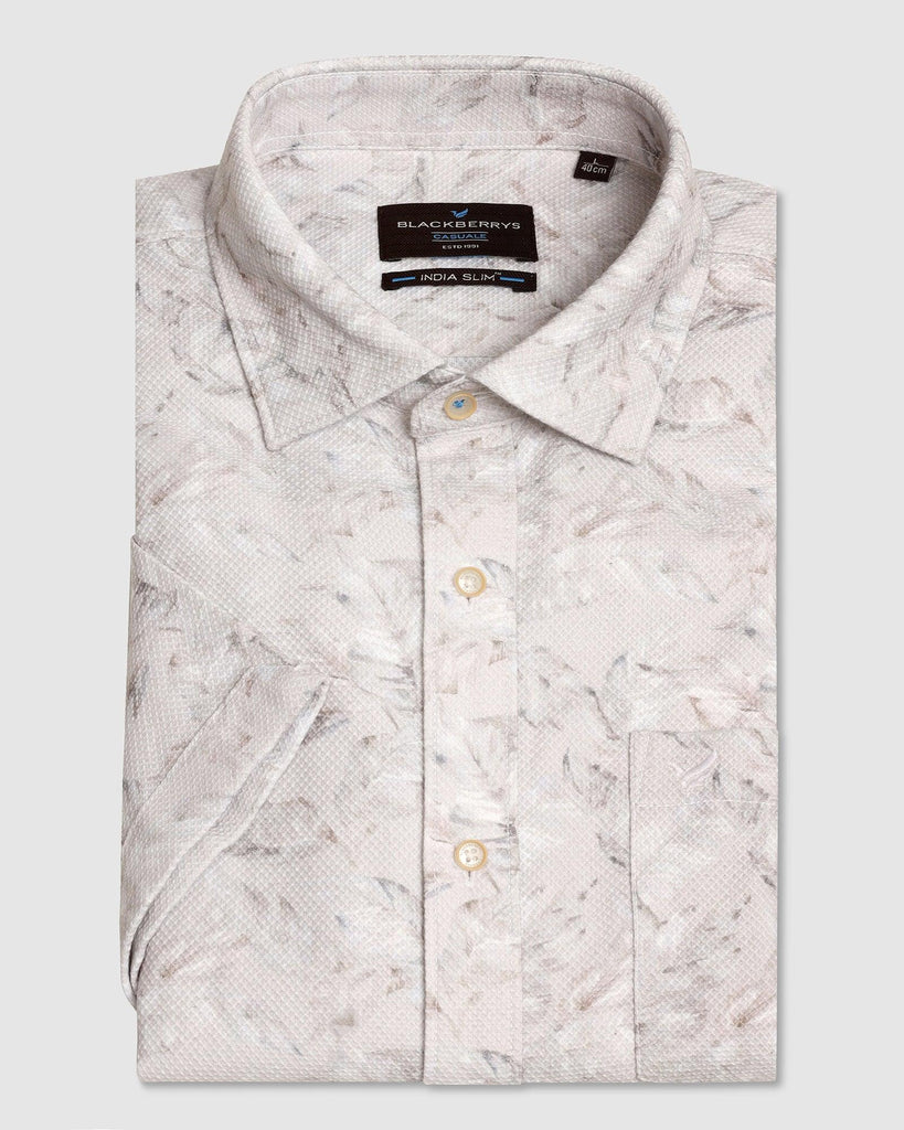 Casual Half Sleeve Grey Printed Shirt - Nolan
