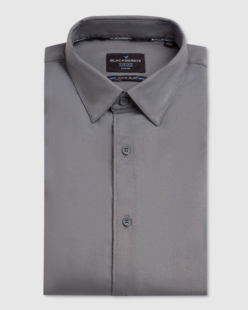 Casual Grey Solid Shirt - Gerald