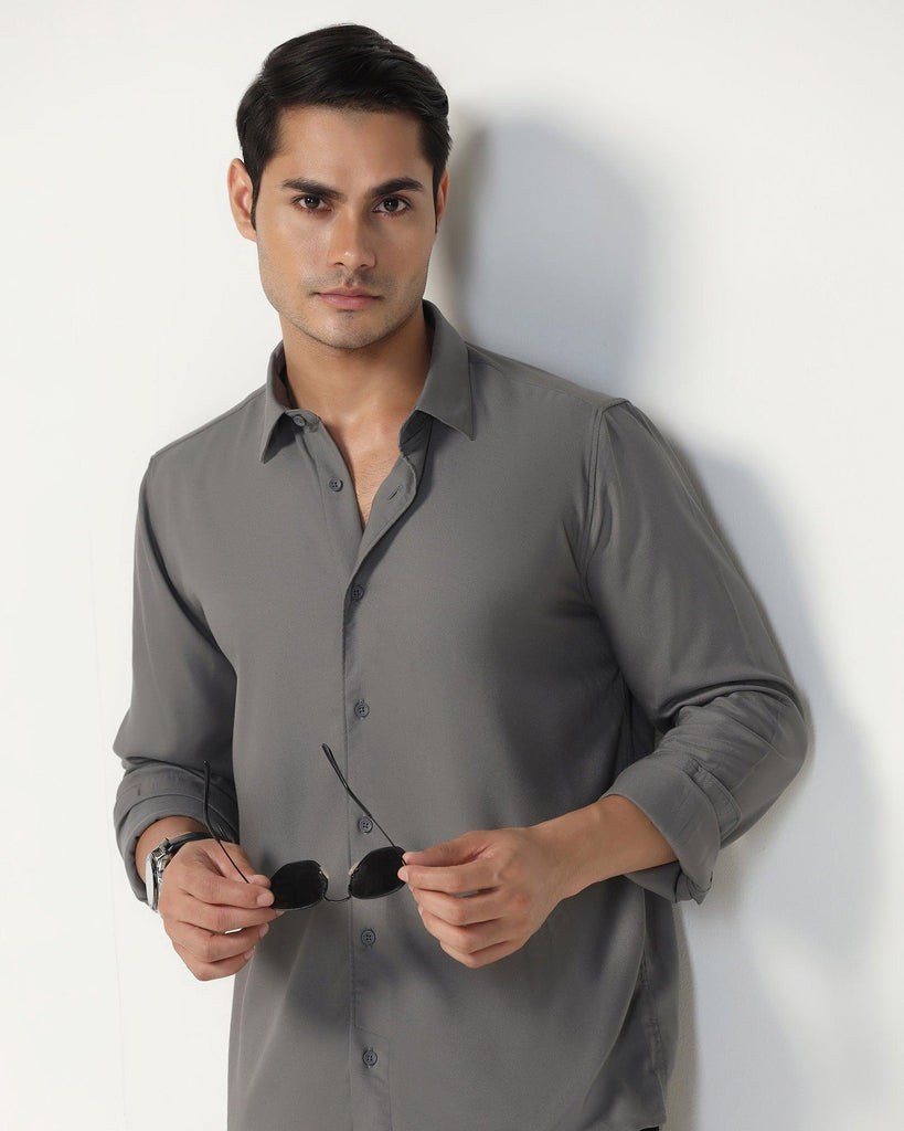 Casual Grey Solid Shirt - Gerald