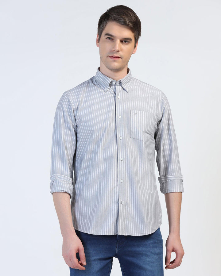 Casual Grey Stripe Shirt - Reda