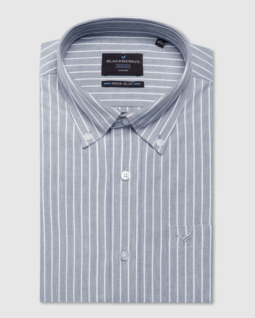 Casual Grey Stripe Shirt - Reda