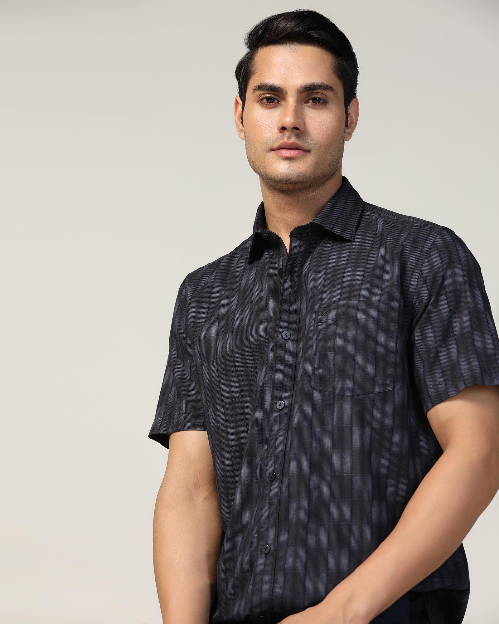 Buy Half Sleeve Blue Check Shirt Online from Blackberrys