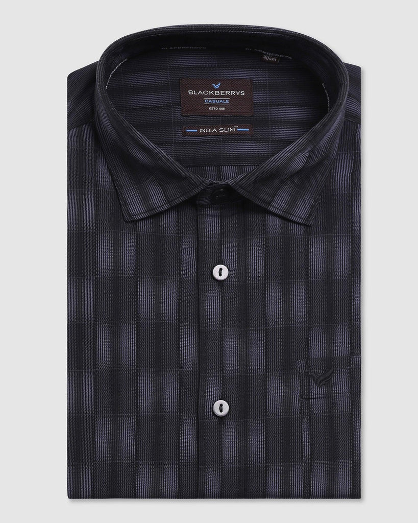 Casual Half Sleeve Blue Check Shirt - Fenix