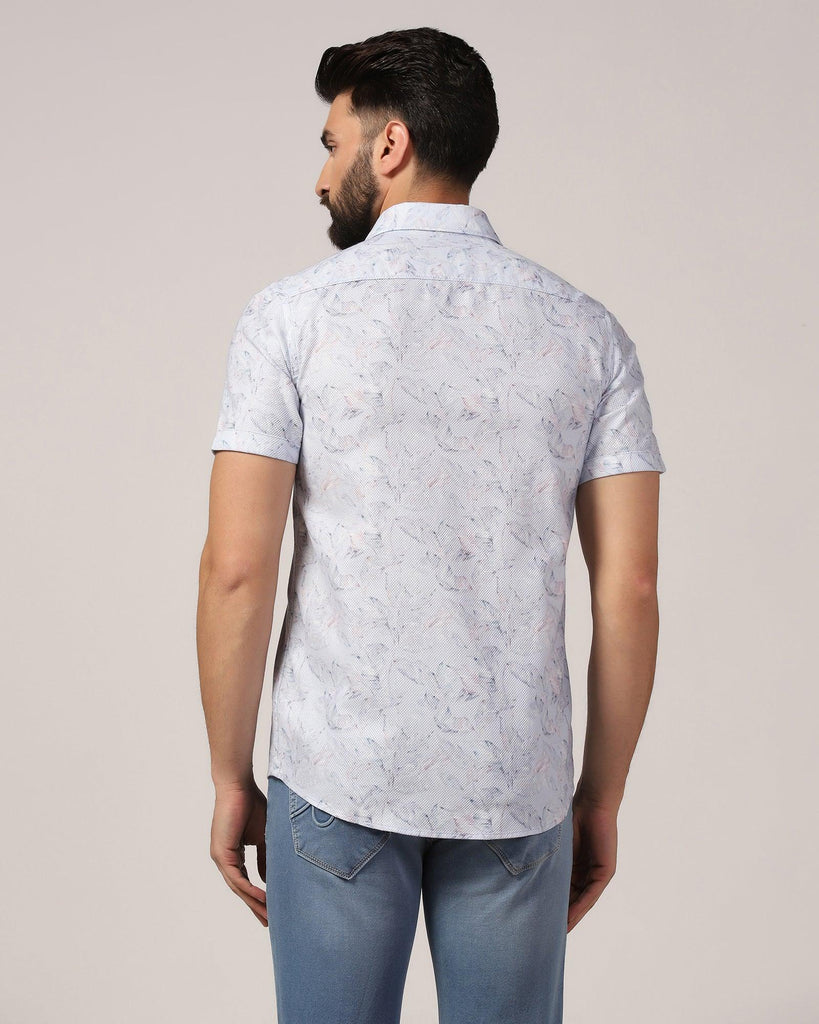 Casual Half Sleeve Blue Printed Shirt - Nolan