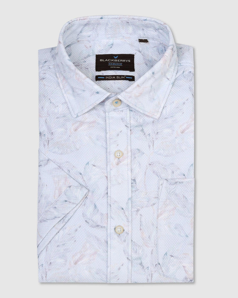 Casual Half Sleeve Blue Printed Shirt - Nolan