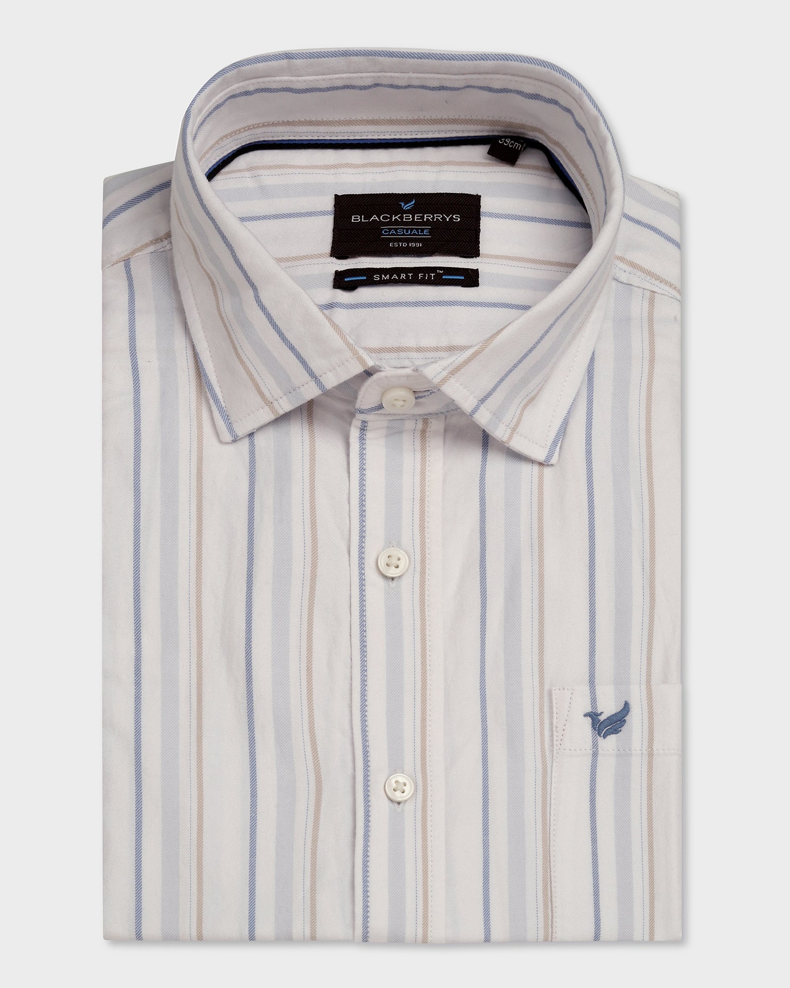 Casual Half Sleeve Blue Stripe Shirt - Masami