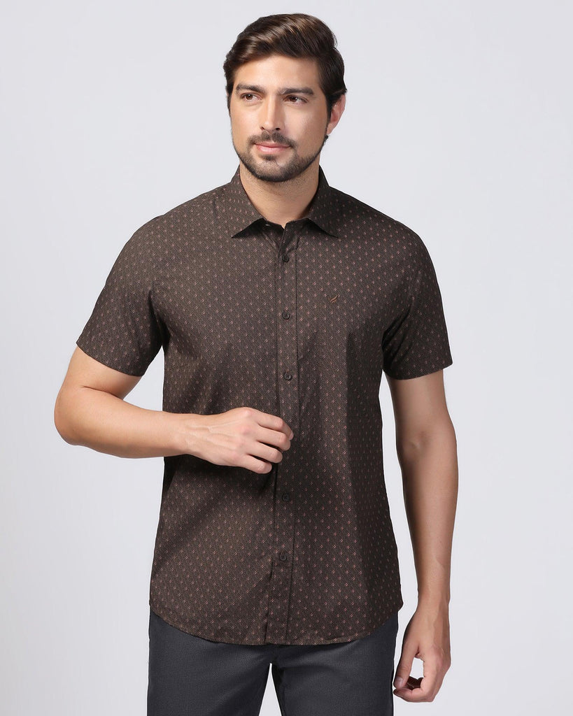 Casual Half Sleeve Brown Printed Shirt - Arwen