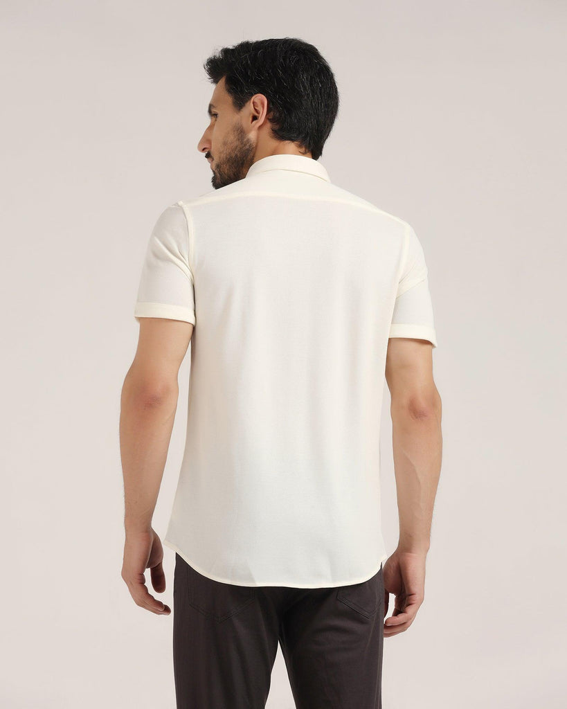 Formal Half Sleeve Cream Solid Shirt - Pareto