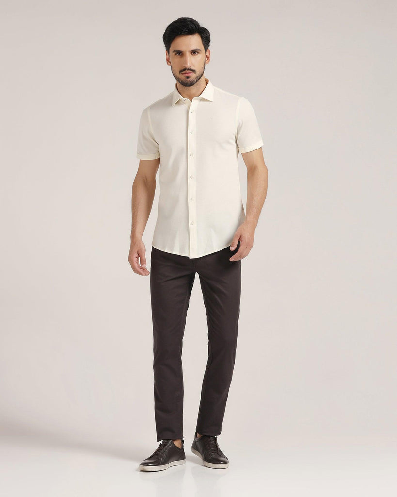 Formal Half Sleeve Cream Solid Shirt - Pareto