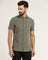 Linen Casual Half Sleeve Olive Solid Shirt - Salmon