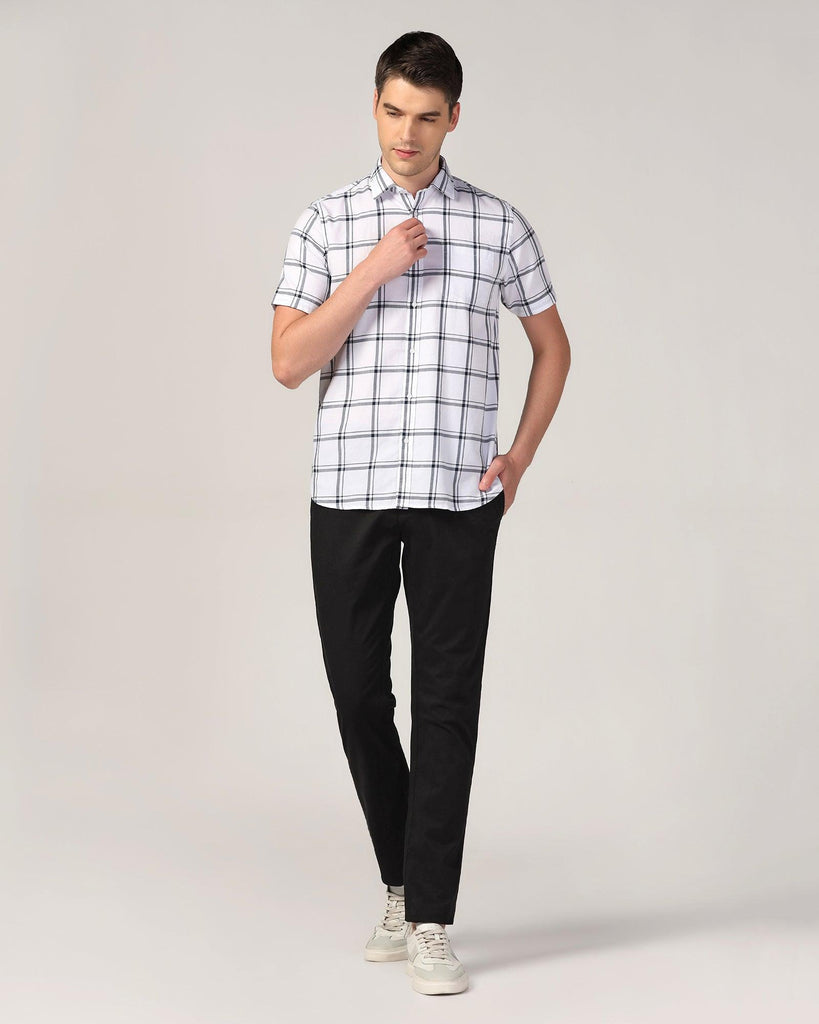 Casual Half Sleeve White Check Shirt - Kevin