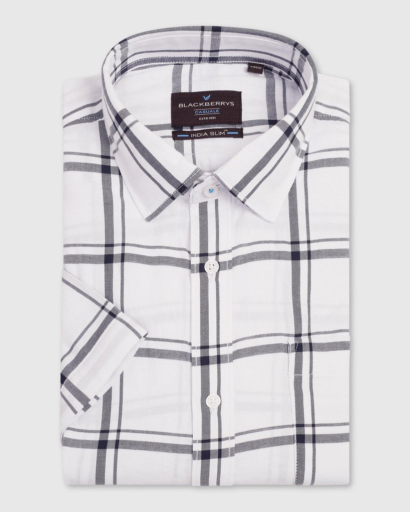 Casual Half Sleeve White Check Shirt - Kevin