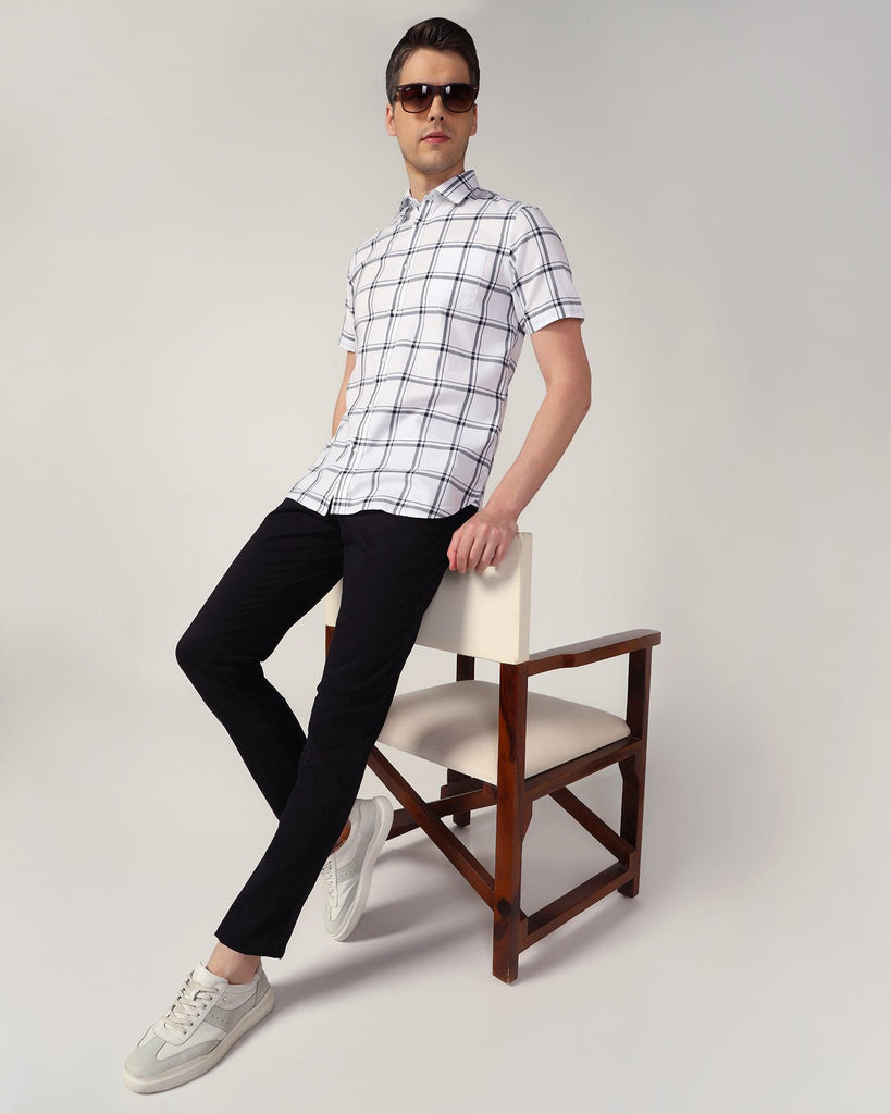 Casual Half Sleeve White Check Shirt - Kevin