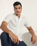 Casual Half Sleeve White Textured Shirt - Elister