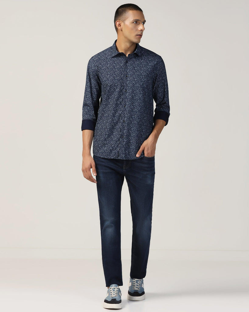 Casual Indigo Blue Printed Shirt - Ethna