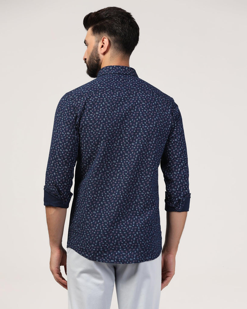 Casual Indigo Blue Printed Shirt - Naden