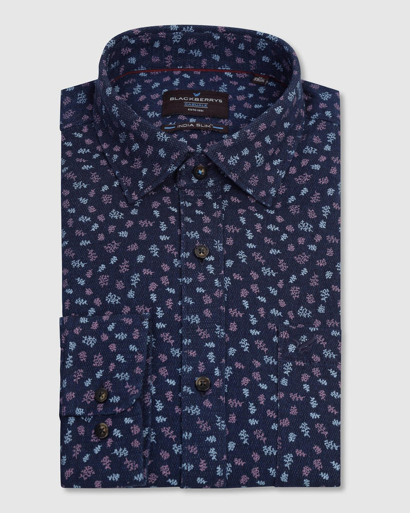 Casual Indigo Blue Printed Shirt - Naden