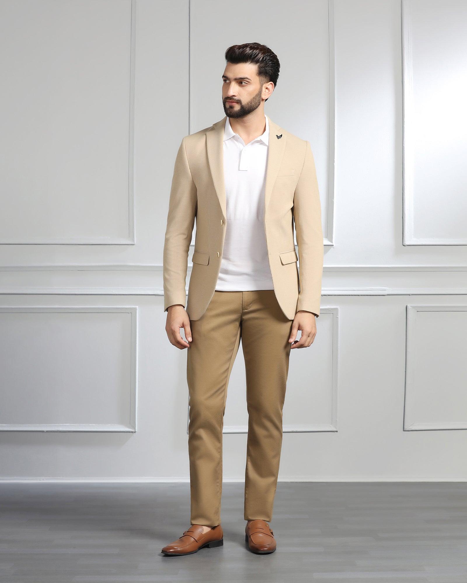 Casual Khaki Textured Blazer Remus