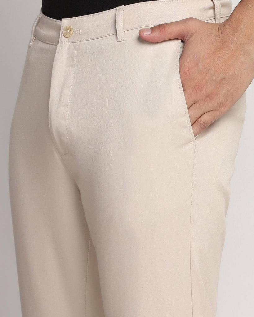 Temp Tech Slim Comfort Casual Beige Solid Khakis - Henry