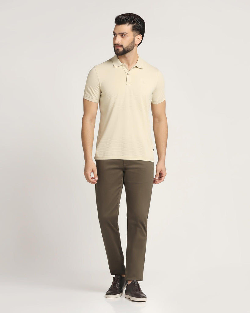 Slim Comfort B-95 Casual Dark Green Solid Khakis - Mark