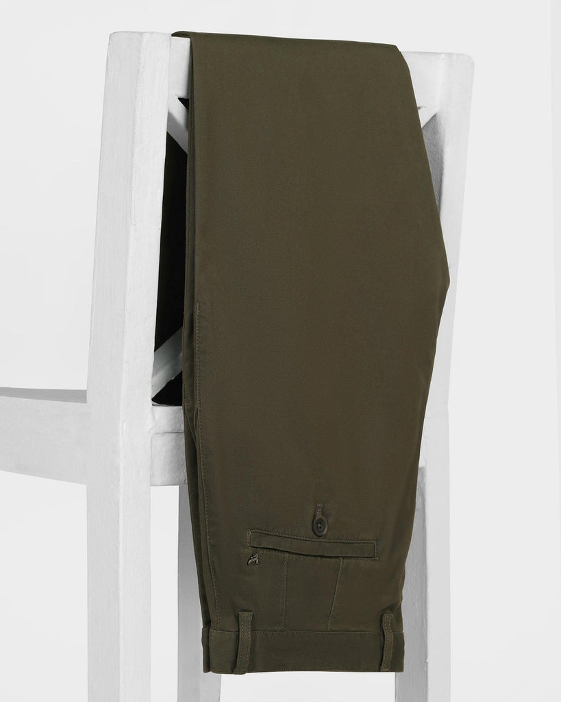 Slim Comfort B-95 Casual Dark Olive Solid Khakis - Lab